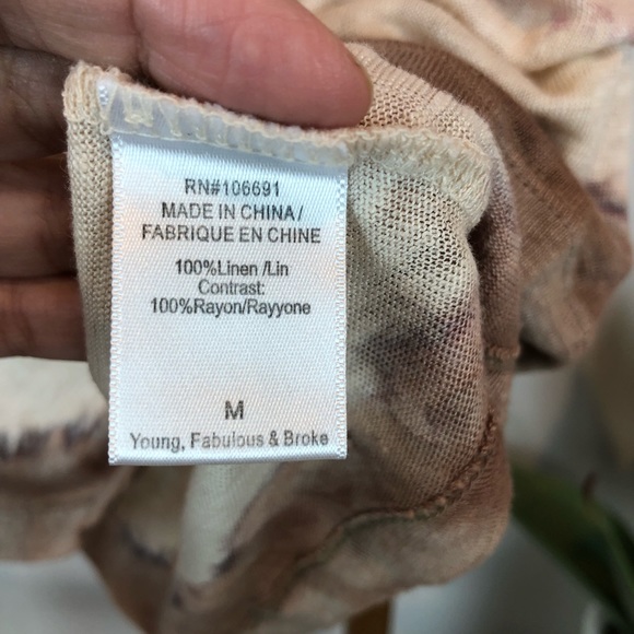 Young Fabulous & Broke tie dye linen shirt M NEW never worn - Picture 7 of 9